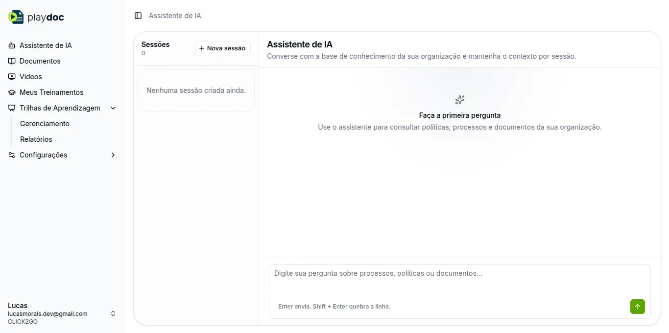 Assistente de IA do Playdoc respondendo perguntas de clientes sobre o produto